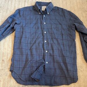 Billy Reid Button Down Shirt Men's  Medium Standard Cut Long Sleeve Blue